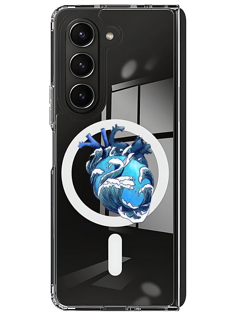 Theodor Magnetic Case for Samsung Galaxy Z Fold 6 Compatible with MagSafe Wireless Charging, Shockproof Phone Bumper Cover Heart - Image 1