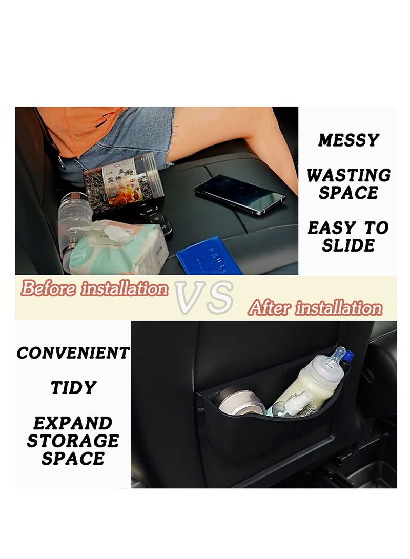 SYOSI Seat Back Organizer for Tesla Model Y Model 3, Silicone Storage Pocket Backseat Hanging Bag Phone Drink Tray Holder for Model Y Model 3 Interior Accessories (Black) - Image 4