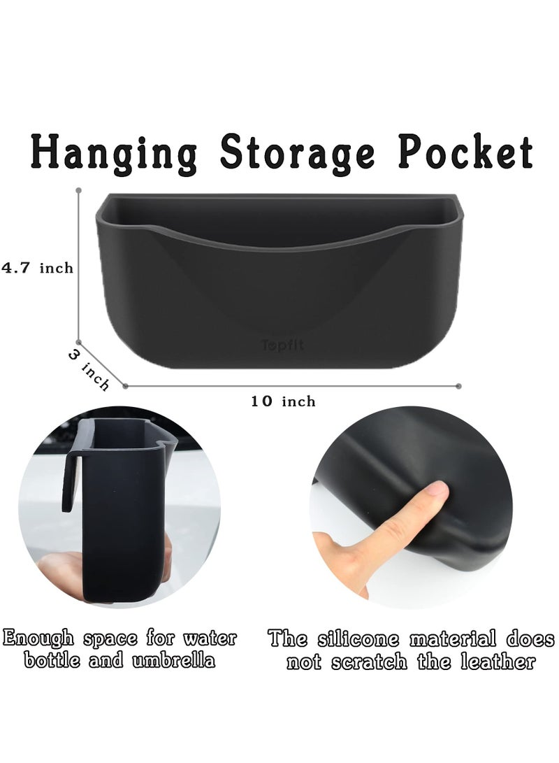 SYOSI Seat Back Organizer for Tesla Model Y Model 3, Silicone Storage Pocket Backseat Hanging Bag Phone Drink Tray Holder for Model Y Model 3 Interior Accessories (Black) - Image 3