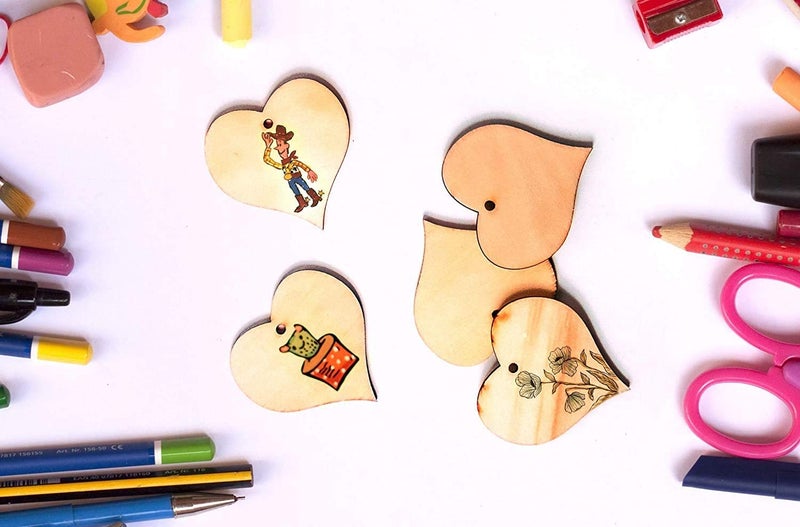 Ecomology Pack Of 50 (25Rectangle & 25Heart) 2 Shape Key Chains With Ring (50 x 50) mm | MDF Art And Craft With Smooth Surface | Mandala Art MDF Board Suitable For Decoupage - Image 3