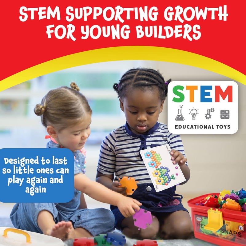 Popular Playthings Hexie-Snaps Building Tiles Set with 92 Colorful Hexagonal Pieces for Kids - Image 4