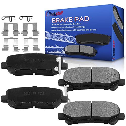 Geekstop Rear Ceramic Brake Pads for 2009 2010 2011 2012 2013 2014 2015 Honda Pilot, 2011-2017 Honda Odyssey, 2007-2013 Acura MDX, 2010-2013 Acura ZDX Rear Brake Pads Set - Image 1