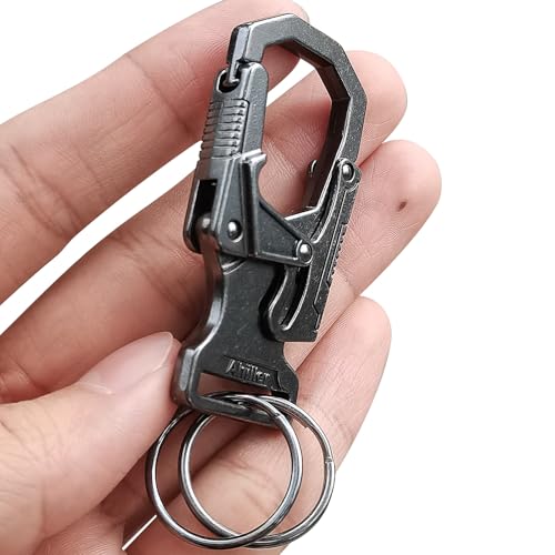 Ahiller Carabiner Clip Double-Lock Design,2.5”Keyring Zinc Alloy Car Keychain Camping Cycling Backpack Accessories(Black-1P) - Image 1