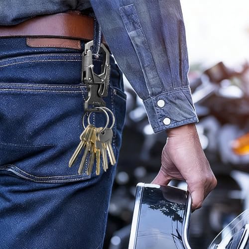 Ahiller Carabiner Clip Double-Lock Design,2.5”Keyring Zinc Alloy Car Keychain Camping Cycling Backpack Accessories(Black-1P) - Image 2