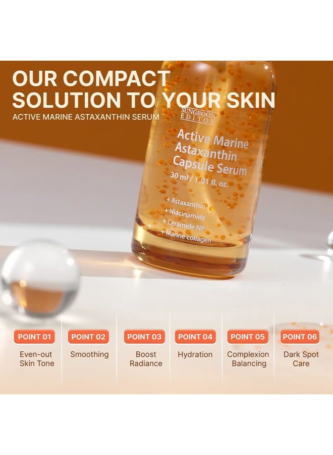 SUNGBOON EDITOR Active Marine Astaxanthin Serum | Niacinamide, Tranexamic Acid, Hyaluronic Acid, Hydrating Serum for Even Skin Tone, Korean Skin Care, 30ml,1.01 fl.oz. - Image 3