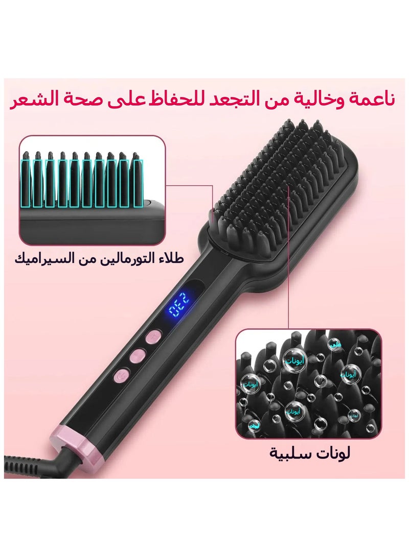 general Hair Straightener Brush Hair Straightener Comb Straightening Brush with Negative Ionic for Women Fast Heating with 8 Temps & Dual Voltage - Image 3