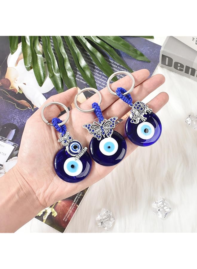 إيروريكس 3 قطع من زينة تعليق عين الشر الزرقاء مع فراشة فيل بومة زينة معلقة عين الشر التركية سلاسل مفاتيح معلقة للسيارة سلاسل مفاتيح معلقة زينة سلسلة مفاتيح - Image 5