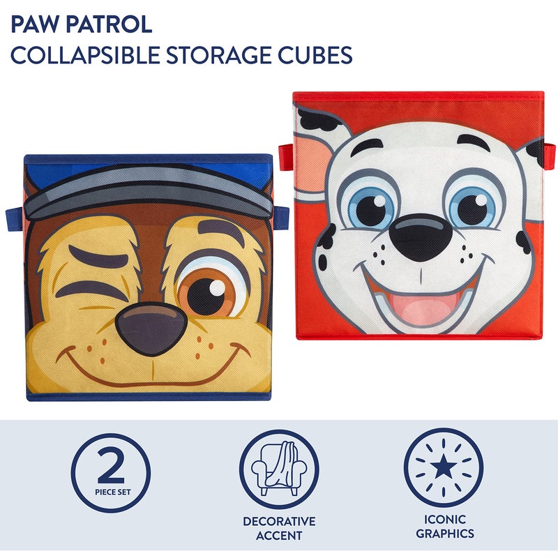 Idea Nuova Paw Patrol Collapsible Storage Cubes, Set of 2, 10"x10" - Image 2