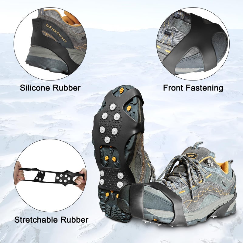 G999 ice Snow Grips: 10 Nail Spikes, Stretchable Snow Grips for Men Women. Ideal for Winter Activities Like Walking, Running, Hiking, Mountaineering, Ice Fishing, or Dog-Walking (M:5-7 W:3-5) - Image 3