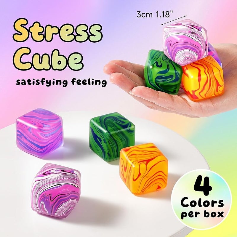 QITAI 4 Pack Squishy Fidget Toys Stress Cube Bulk, Squishies Slow Rising Stress Balls for Adults Kids, Sensory Fidget Toys for Anxiety Relief, Small Squishy Toys for Classroom Prizes Party Favors - Image 3