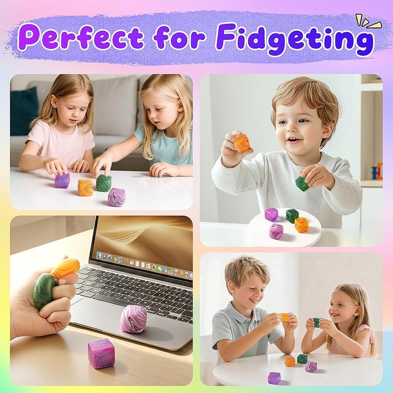 QITAI 4 Pack Squishy Fidget Toys Stress Cube Bulk, Squishies Slow Rising Stress Balls for Adults Kids, Sensory Fidget Toys for Anxiety Relief, Small Squishy Toys for Classroom Prizes Party Favors - Image 5