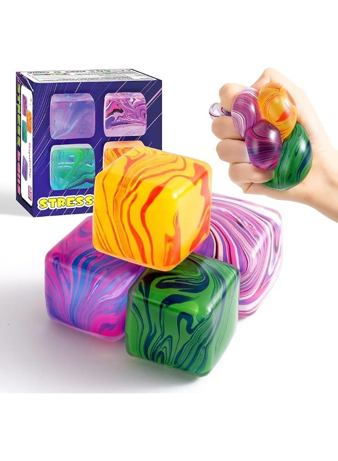QITAI 4 Pack Squishy Fidget Toys Stress Cube Bulk, Squishies Slow Rising Stress Balls for Adults Kids, Sensory Fidget Toys for Anxiety Relief, Small Squishy Toys for Classroom Prizes Party Favors - Image 1