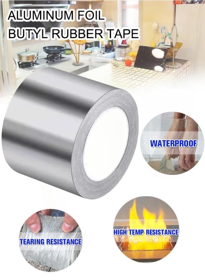 1/2/3PCS Waterproof Tape Aluminium Foil Tape Leakage Repair Waterproof Adhesive Tape Sealing Butyl Rubber Tape Be Suitable For Pipe Leakage Roof Water Tape,5 meters long - Image 1