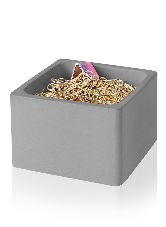 BAOHD Concrete Paper Clip Holder - Cement Paperclips Holder for Desk -Desktop Paper Clips Dispenser Organizer for Office School Home - Gray - Image 1