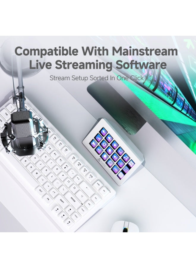 A-jazz AKP153E White International Edition Programmable Keyboard: 15-Key Visual Control Console with LCD Sub-Screen for Live Streaming and Editing Efficiency - Image 4