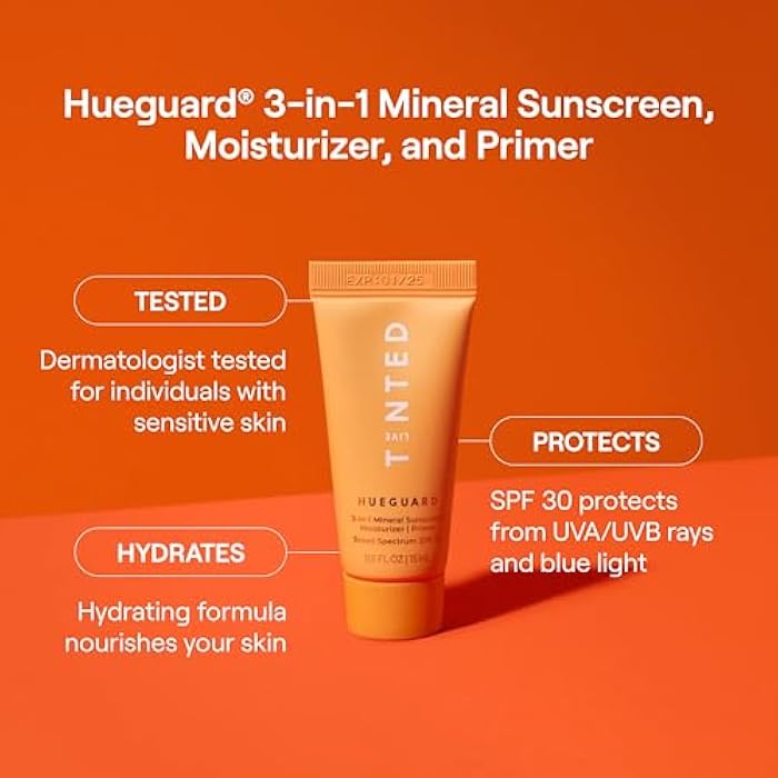 Live Tinted Hueguard® Mini 3-in-1 Mineral Sunscreen, Moisturizer, & Primer for Face and Body - Hydrate and Protect the Skin Year Round - SPF 30 to Protect Against UVA/UVB Rays, 0.5 Fl Oz - Image 2
