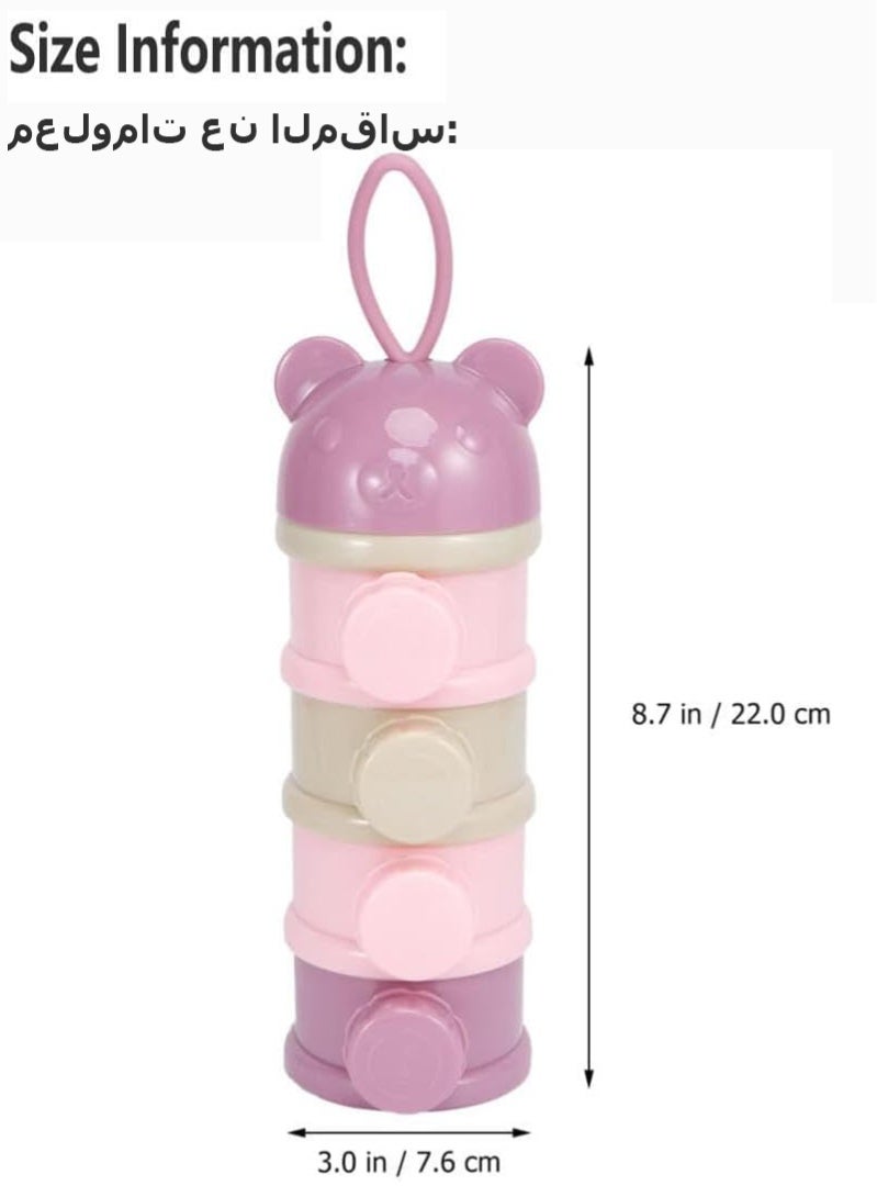 KIIUMI 4-Layer Baby Milk Formula Dispenser, Spill Proof Baby Snack Storage Container, Stackable Travel Formula Container, Bpa Free (Pink) - Image 5