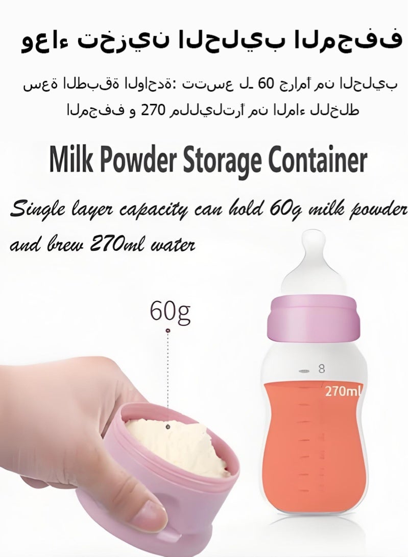 KIIUMI 4-Layer Baby Milk Formula Dispenser, Spill Proof Baby Snack Storage Container, Stackable Travel Formula Container, Bpa Free (Pink) - Image 2
