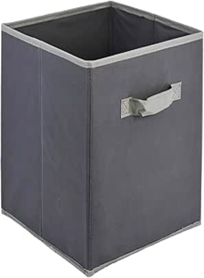 GEEZY Foldable Square Canvas Storage Bins Collapsible Folding Box Fabric Cubes Organisers for Toys, Magazines, Nursery Items, Clothes, Art & Craft Supplies (Large 30 x 30 x 30 cm) (Grey, 1)