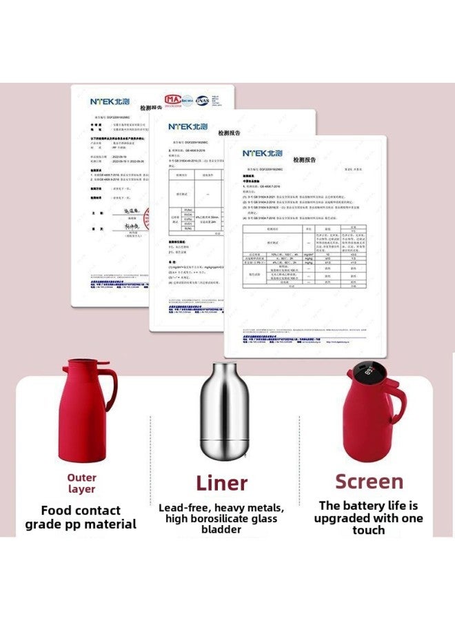 Wedding Special Thermos Bottle Gift Suit Wedding Thermos Bottle For New Couple Household Hot Water Bottle Gift Thermos-Colour:China Red 2l Digital Display Thermos Kettle + Color Box + Handbag + Happy Word-Capacity:2L-1L - Image 4