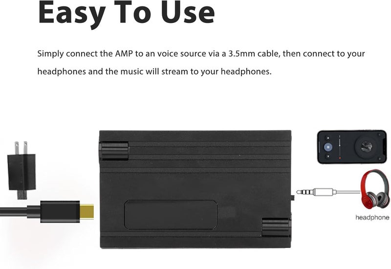 Subwoofer Headphone Amplifier Aluminum Alloy Bass Headphone Sound Amplifier with Sound Cable for Phones and Laptops - Image 3