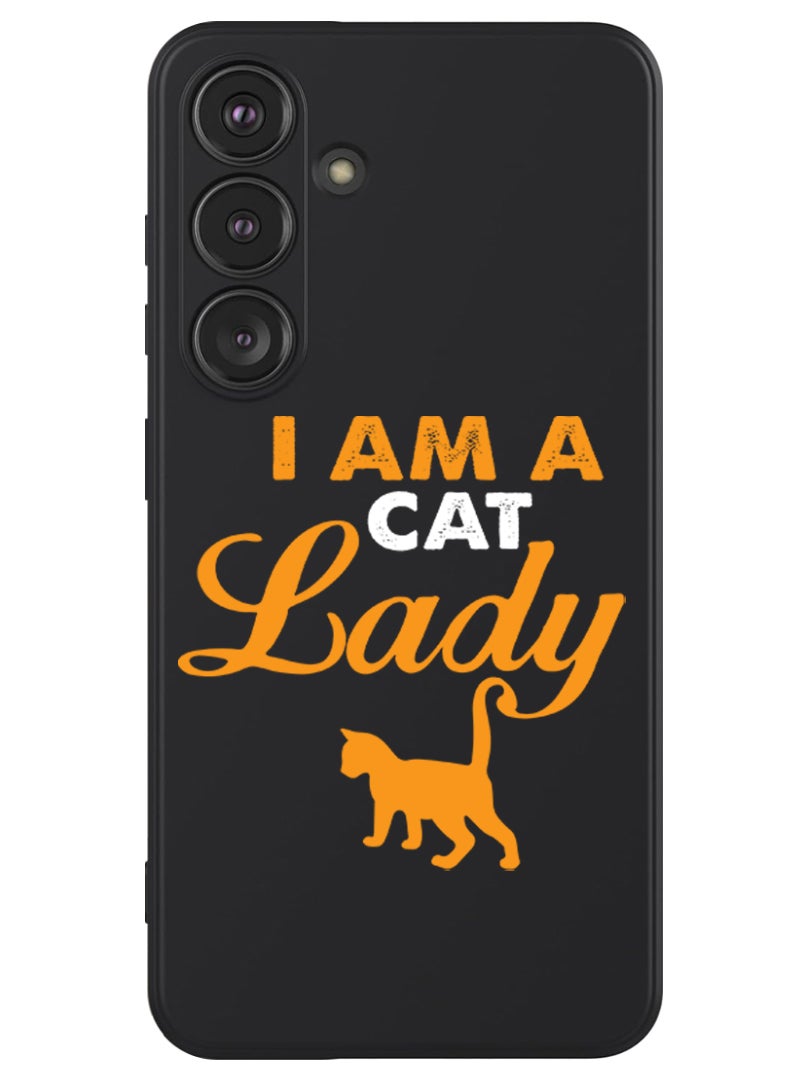 Theodor Protective Slim Fit Case Liquid Silicone Cover with Full Body Protection Anti-Scratch Shockproof Case For Samsung Galaxy S24 (Black) - I am a Cat lady - Image 1