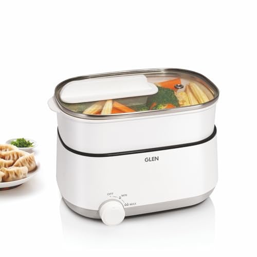 Glen 3 In 1 Multi Cooker & Food Steamer, 600W, With Nonstick Pot, 2 Power Settings, Vegetable Steaming Tray, Cook Steam & Boil, Multicooker Egg Boiler Machine (SA-3051MFS), 1.2 Liters - Image 1