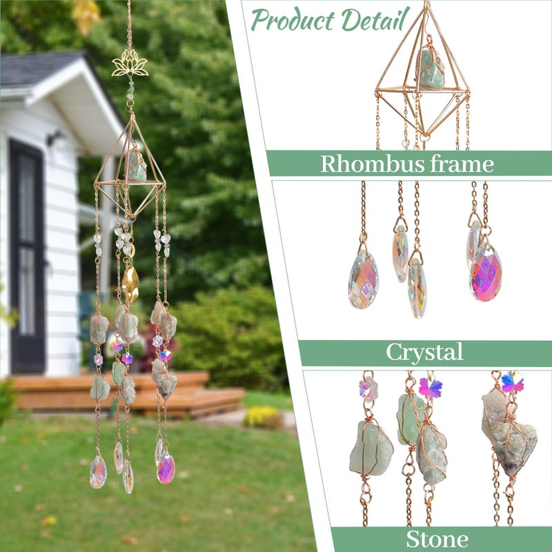Dreamsum Green Fluorite Crystal Suncatcher, Dreamsum Window Hanging Pendant Glass Prisms Decor Wind Chime Rainbow Sun Catcher for Home Garden Porch to Lover Parents Friends - Image 4
