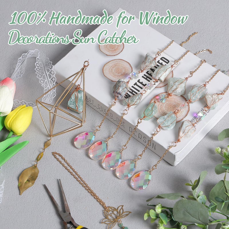 Dreamsum Green Fluorite Crystal Suncatcher, Dreamsum Window Hanging Pendant Glass Prisms Decor Wind Chime Rainbow Sun Catcher for Home Garden Porch to Lover Parents Friends - Image 3