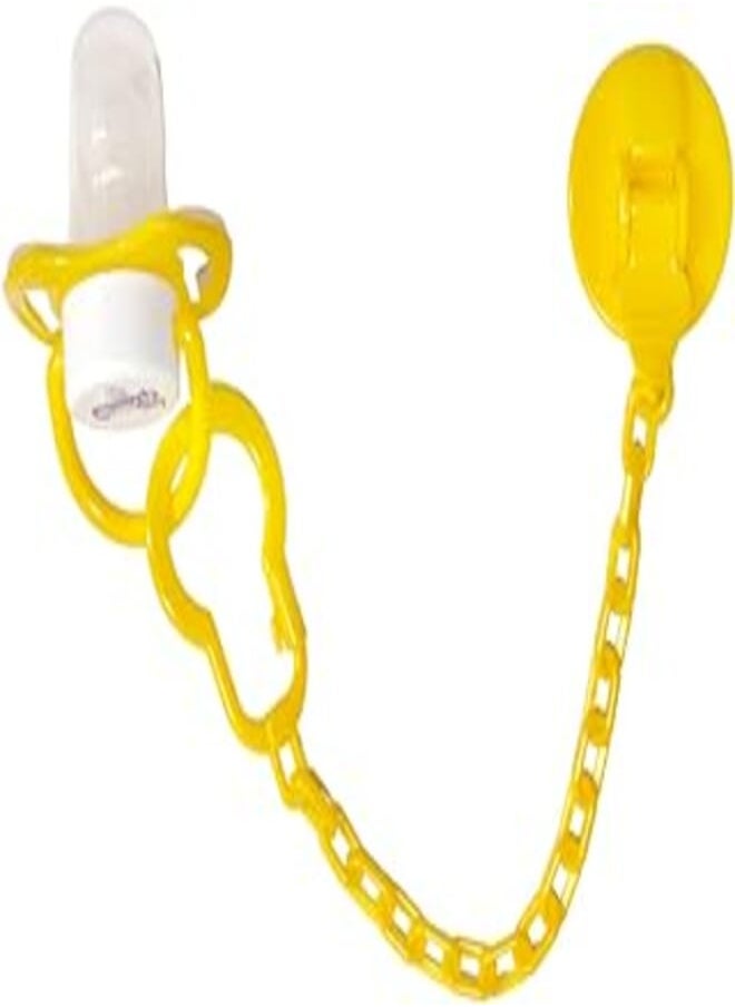 Candy Baby - Candy Baby Pacifier Beveled With Chain BPA Free For Unisex-Yellow-0-6Month - Image 1