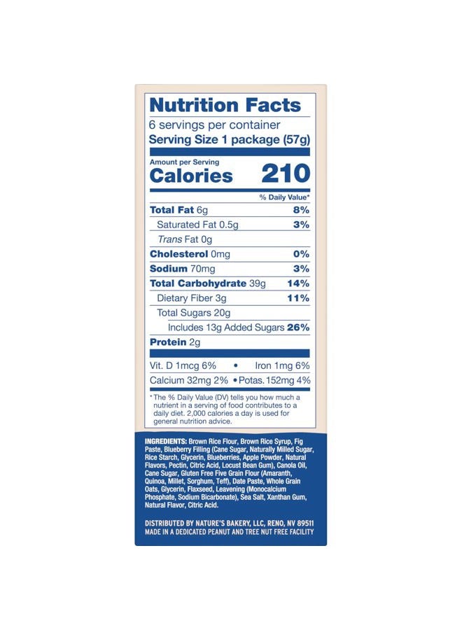 Nature's Bakery Gluten Free Fig Bars, Blueberry, Real Fruit, Vegan, Non-GMO, Snack Bar, 1 Box With 6 Twin Packs (6 Twin Packs) - Image 3