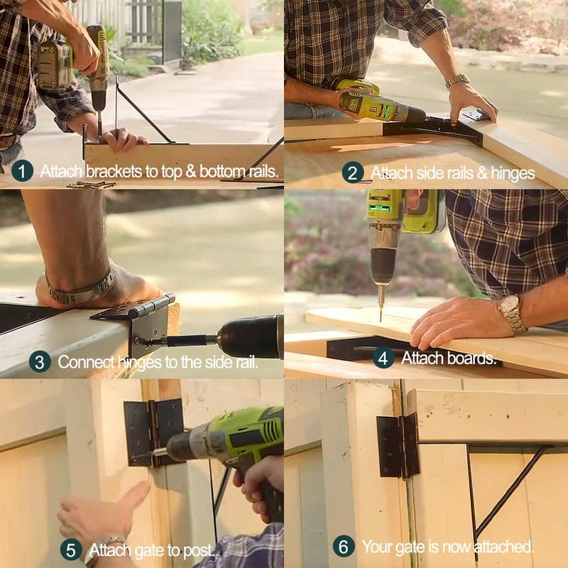 Mofeez Corner Brace Bracket No Sag Kit for Shed Doors, Driveway Gates, Corral Gates, Wood Windows - Image 4