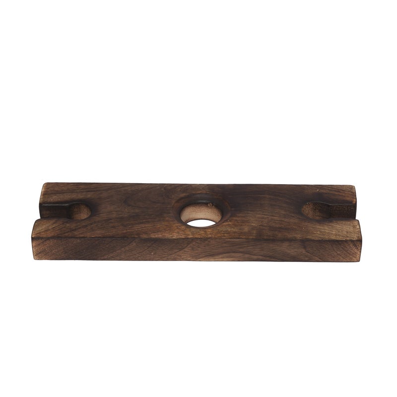 GoCraft Wine Bottle & Glass Holder | Handmade Antique Wood Stand for Wine for Two Glasses & Bottle - Image 3
