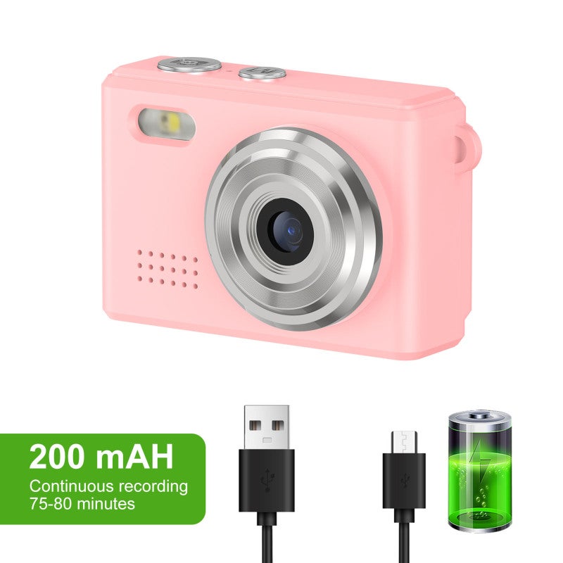 مفاتيح الكاميرا الكاميرا الرقمية فيديو عالي الجودة 1080P صور بلمسات 12 ميجا بكسل شاشة LED محمولة تدعم 6 مرشحات للتسجيل أثناء السفر والدراسة بلون وردي - Image 3