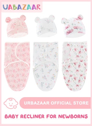 Baby Swaddle Sleep Sack with Hat Set for 0-3 Months 3-Pack Soft Cotton Newborn Wearable Swaddle Wrap for Girls Boys (Pink rabbit + magic baby + pink bear) - pzsku/Z88DC6AF8F03C243937C1Z/45/_/1735203489/698fedec-577a-4a59-be14-d27e3e75d0d5