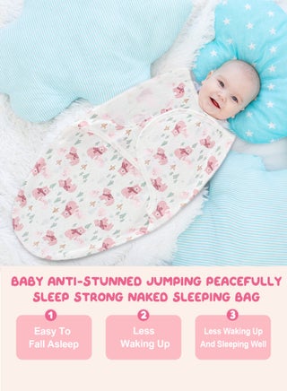 Baby Swaddle Sleep Sack with Hat Set for 0-3 Months 3-Pack Soft Cotton Newborn Wearable Swaddle Wrap for Girls Boys (Pink rabbit + magic baby + pink bear) - view 5