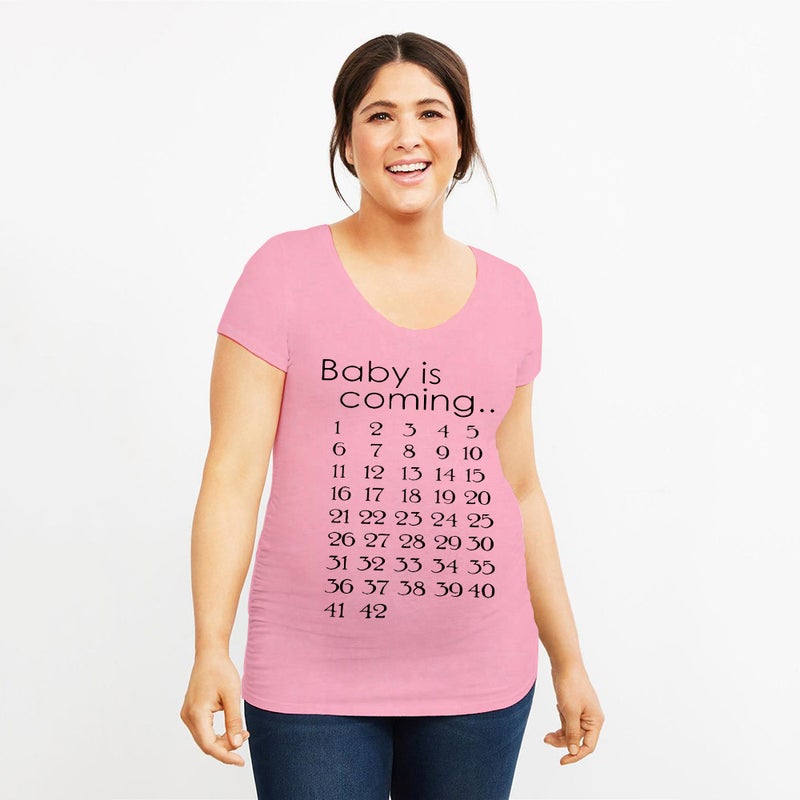 Baby Is Coming Calendar Maternity T-Shirt Clothing Pregnant - Image 1