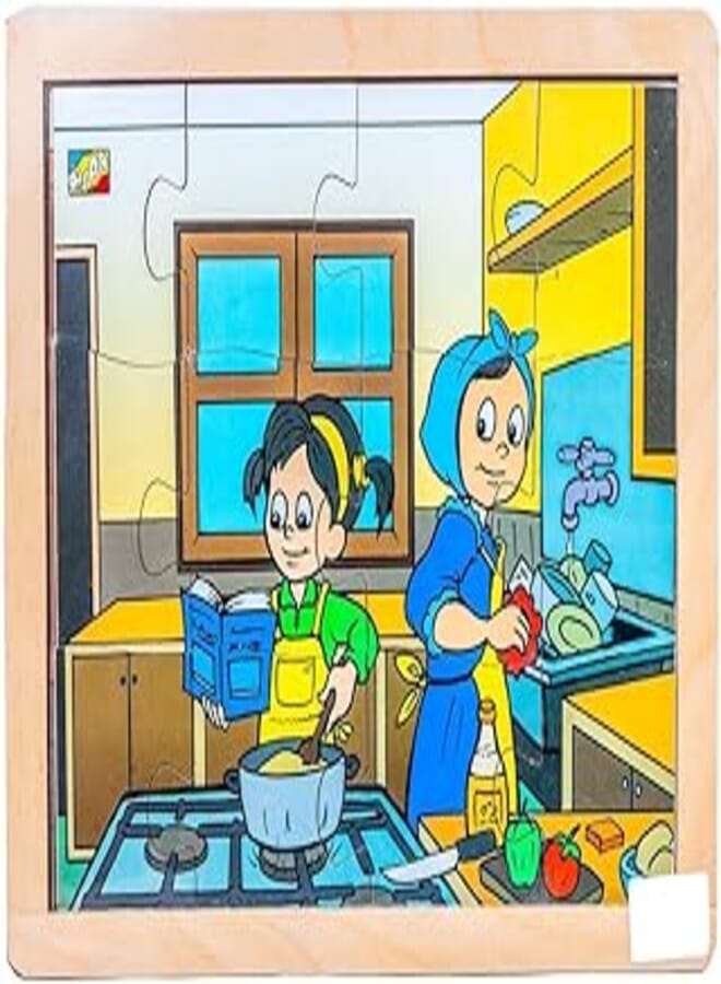 Wooden Puzzle Inside The House Frame Game 
