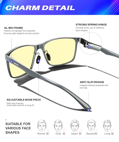 ANYLUV Blue Light Glasses Men/Women, Al-Mg Metal Computer Blue Light Blocking Glasses, Relieve Eyestrain and Eye Protection - Image 3