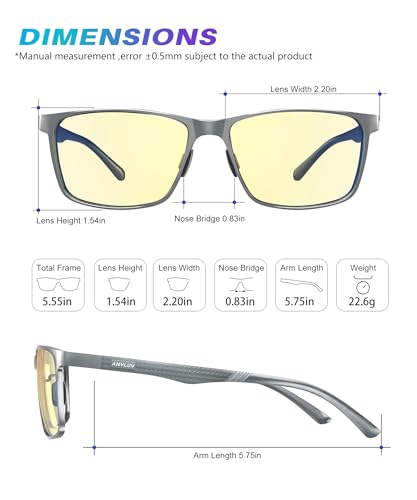 ANYLUV Blue Light Glasses Men/Women, Al-Mg Metal Computer Blue Light Blocking Glasses, Relieve Eyestrain and Eye Protection - Image 4