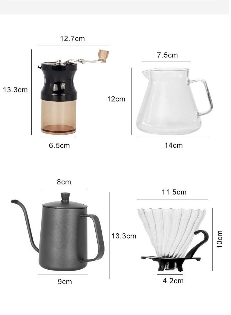 9-Piece V60 Pour Over Coffee Maker Set Coffee Kettle Scale, Coffee Dripper All in 1 Traveling Camping Manual Coffee Kit Coffee Gift Set