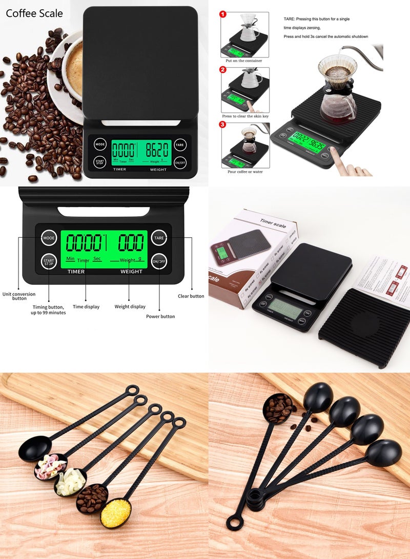 9-Piece V60 Pour Over Coffee Maker Set Coffee Kettle Scale, Coffee Dripper All in 1 Traveling Camping Manual Coffee Kit Coffee Gift Set