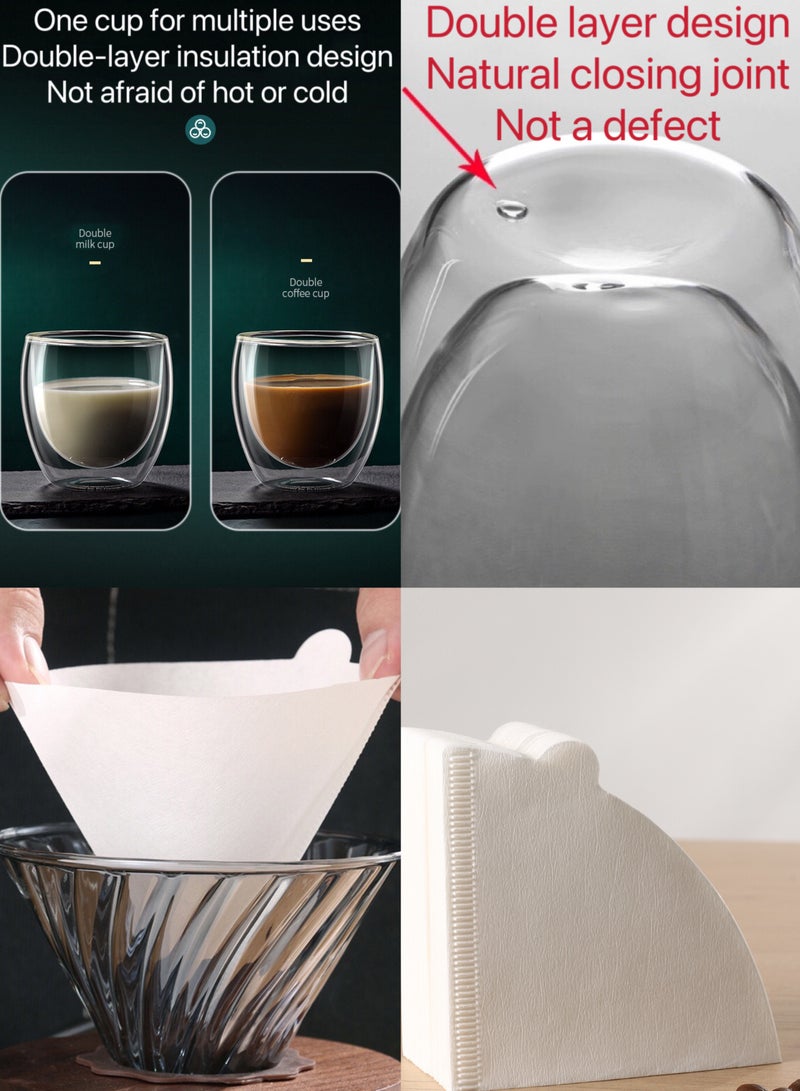 9-Piece V60 Pour Over Coffee Maker Set Coffee Kettle Scale, Coffee Dripper All in 1 Traveling Camping Manual Coffee Kit Coffee Gift Set