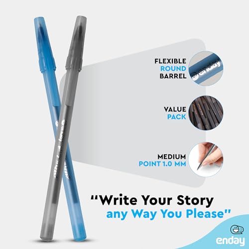 Enday Ballpoint Pens Bulk Blue and Black Pens (240 Pack) 120 Black & 120 Blue - Medium Point (1.0mm) Flexible Round Barrel For Writing Comfort, Pens Bulk for School, Home and Office. - Image 3
