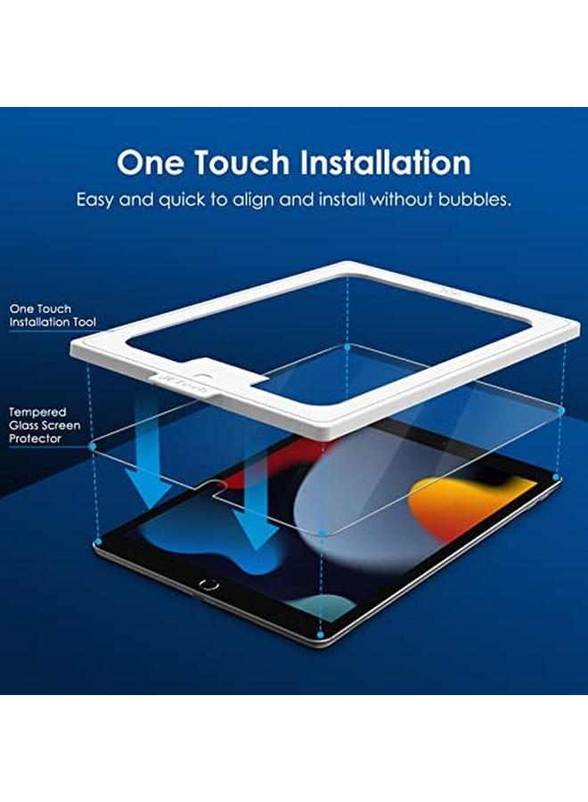 جي تيك واقي شاشة مثبت بلمسة واحدة لجهاز Ipad 10.2 بوصة 9Th 8Th 7Th Generation 2021 2020 2019 طبقة من الزجاج المقسى مع مجموعة أدوات المحاذاة التلقائية عالية الدقة شفافة - Image 2