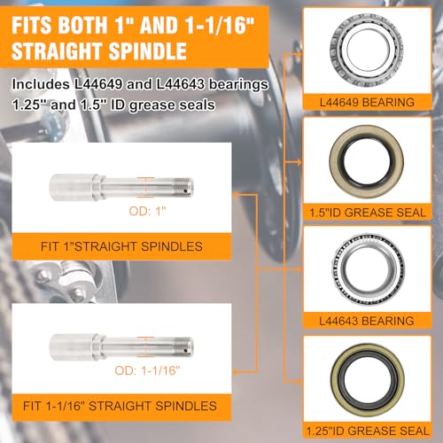 Saree 2 Sets 4 Lug Trailer Hub Kit for 2000 Lbs,4×4" Trailer Hub fit 1" and 1"-1/16" Trailer Axles,Trailer Hub 4 Lug,4 Lug Trailer Hub Assembly,Boat Trailer Hubs 4 Lug - Image 4