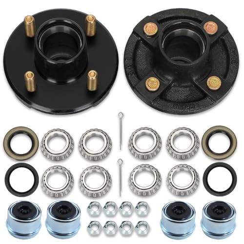 Saree 2 Sets 4 Lug Trailer Hub Kit for 2000 Lbs,4×4" Trailer Hub fit 1" and 1"-1/16" Trailer Axles,Trailer Hub 4 Lug,4 Lug Trailer Hub Assembly,Boat Trailer Hubs 4 Lug - Image 1