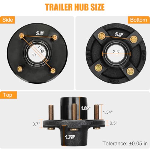 Saree 2 Sets 4 Lug Trailer Hub Kit for 2000 Lbs,4×4" Trailer Hub fit 1" and 1"-1/16" Trailer Axles,Trailer Hub 4 Lug,4 Lug Trailer Hub Assembly,Boat Trailer Hubs 4 Lug - Image 2