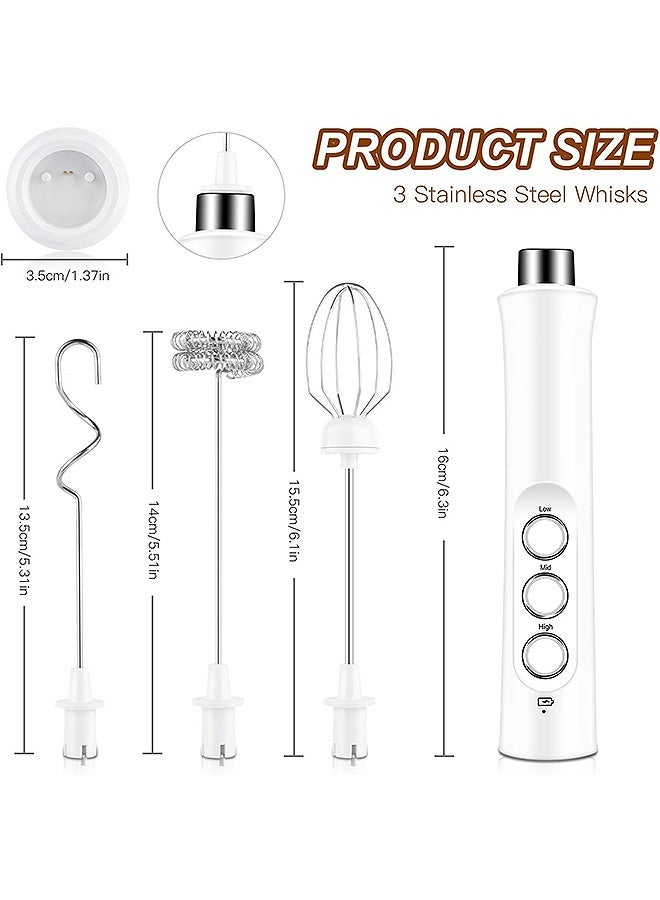 مانجي زبدة الحليب الكهربائية مع 3 خناجر من الفولاذ المقاوم للصدأ، 3 سرعة صنع الرغوة اليدوية القابلة للضبط، صانع الرغوة مزج المشروبات للقهوة اللاتية كيك الكابتشينو والبيض الساخن الشوكولاتة (شريحة) - Image 2