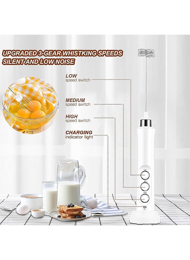 مانجي زبدة الحليب الكهربائية مع 3 خناجر من الفولاذ المقاوم للصدأ، 3 سرعة صنع الرغوة اليدوية القابلة للضبط، صانع الرغوة مزج المشروبات للقهوة اللاتية كيك الكابتشينو والبيض الساخن الشوكولاتة (شريحة) - Image 3